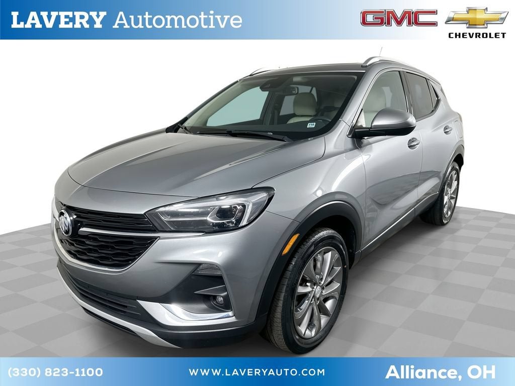 2023 Buick Encore GX Essence in Moonstone Gray Metallic — front three-quarter view